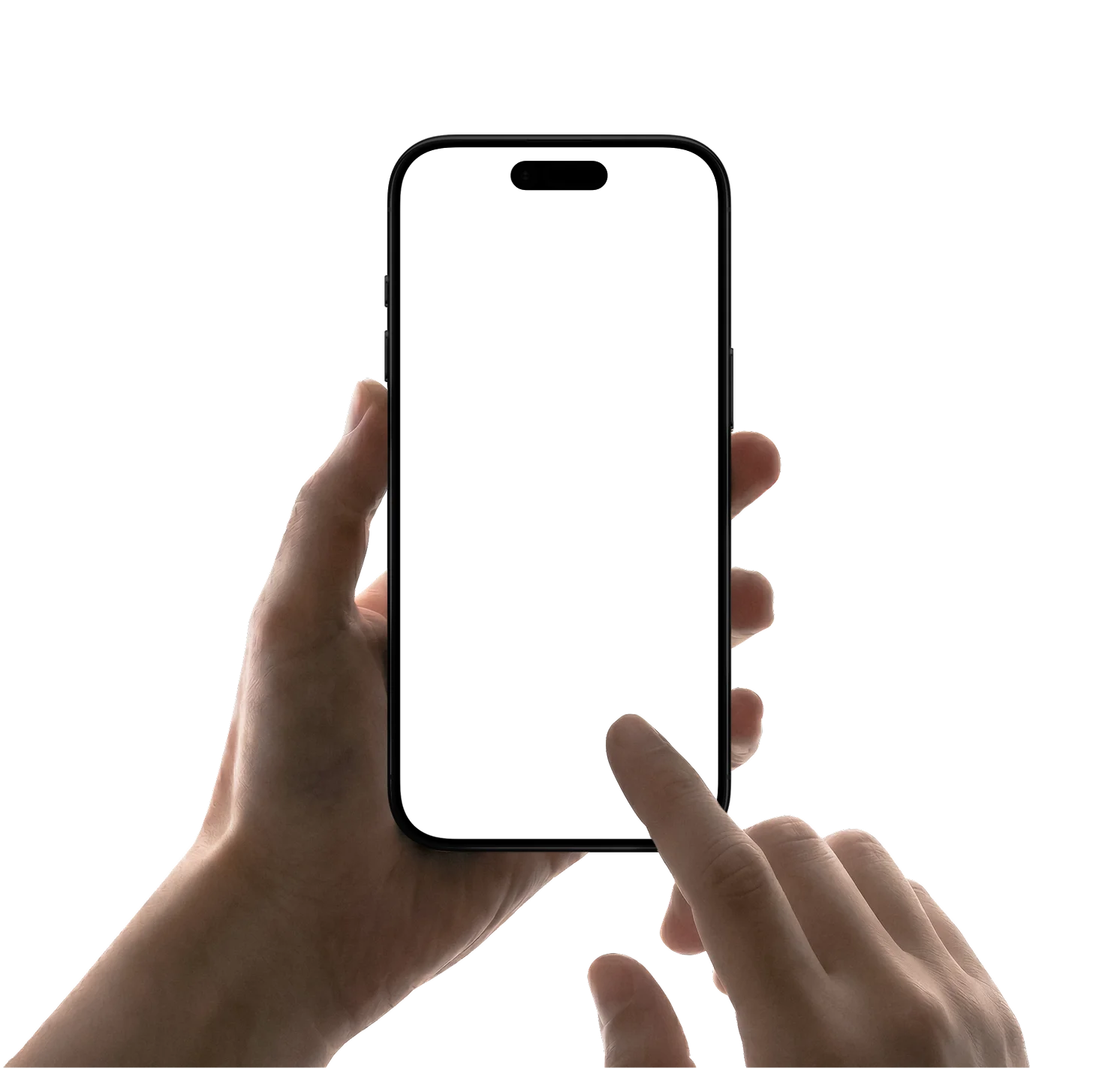 Hand holding the MeAgain app on iPhone