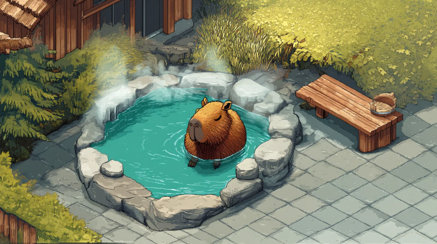Capy relaxing in a pool